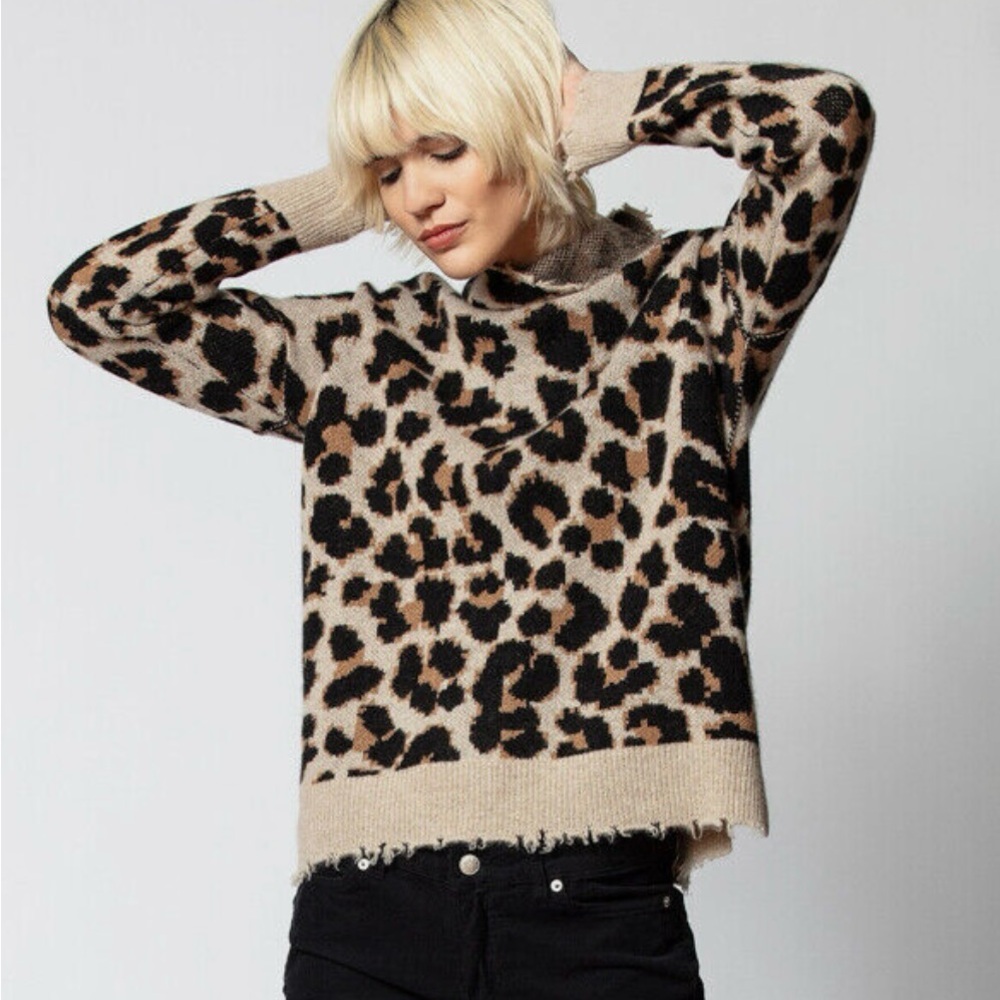 Zadig& Voltaire cashmere leopard sweater size small